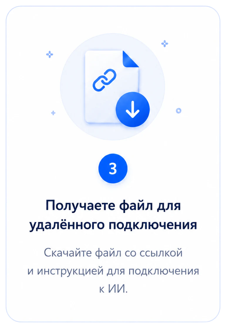 Получаете файл для удаленного подключения